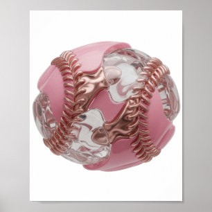 Kantiges Silber BASEBALL BALL 3D Text Kunst Poster