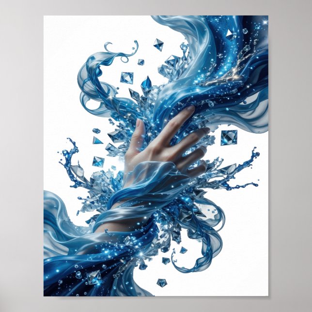Kantiges Silber WATER'S WIZARDRY Fettes Design Poster (Vorne)