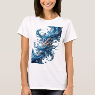 Kantiges Silber WATER'S WIZARDRY Fettes Design T-Shirt