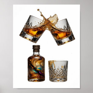 Kantiges Silber WHISKY SPLASH Poster