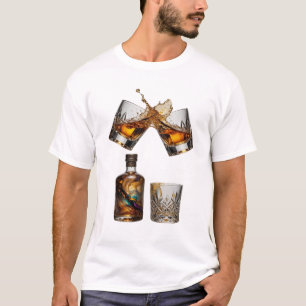 Kantiges Silber WHISKY SPLASH Tragbare Kunst T-Shirt