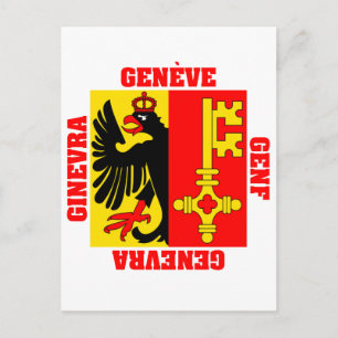 Kantonsflagge Genf Schweiz Postkarte