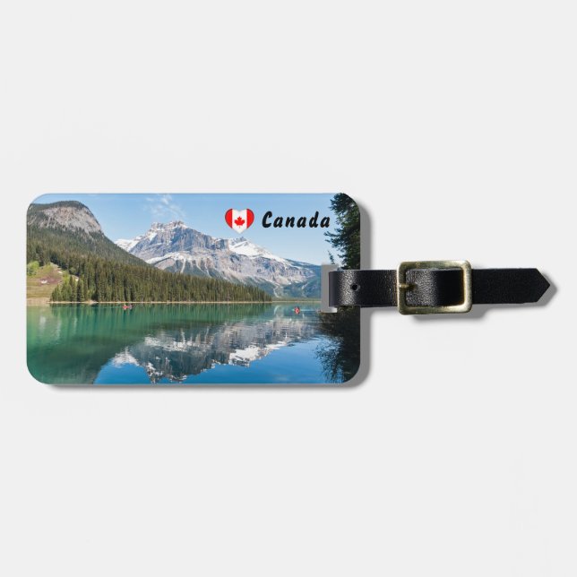 Kanu am berühmten Emerald Lake - Yoho NP, Kanada Gepäckanhänger (Vorderseite horizontal)