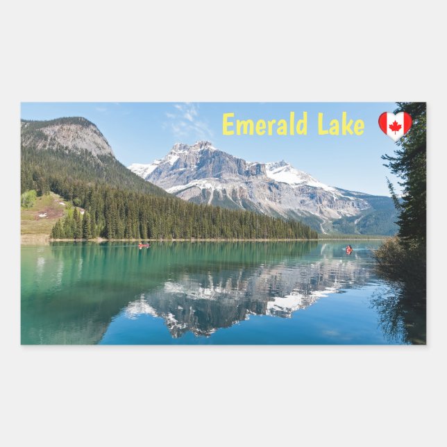Kanu am berühmten Emerald Lake - Yoho NP, Kanada Rechteckiger Aufkleber (Vorderseite)