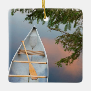 Kanu am See bei Sonnenuntergang, Kanada Keramikornament
