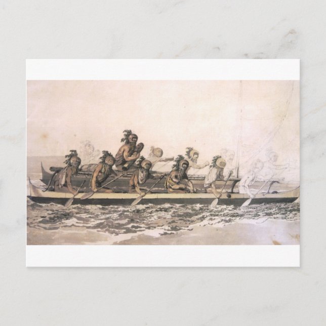 Kanu der Sandwich-Inseln. Hawaii. c) 1778 Postkarte (Vorderseite)