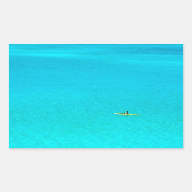Kanu in Bora Bora, rechteckiger Aufkleber (Vorderseite)