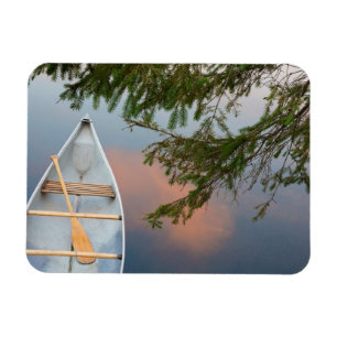 Kanufahren am See bei Sonnenuntergang, Kanada Magnet
