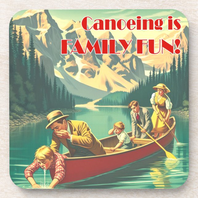Kanufahren ist Familienspass Getränkeuntersetzer (Vorderseite)
