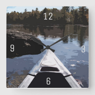 Kanufahrt auf dem See Quadratische Wanduhr