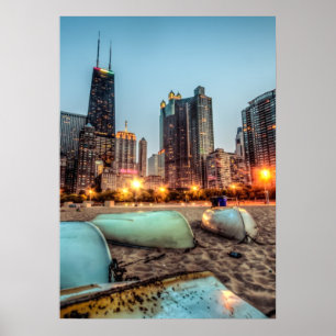 Kanus am Strand von Oak Street ein wenig nach Sonn Poster