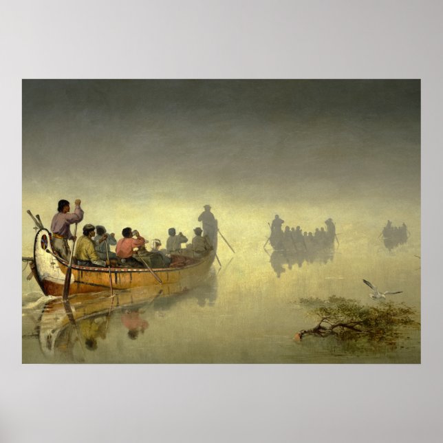 Kanus in Fog, Lake Superior, 1869 von Hopkins Poster (Vorne)