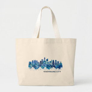 Kaohsiung City Taiwan Skyline Blue Jumbo Stoffbeutel