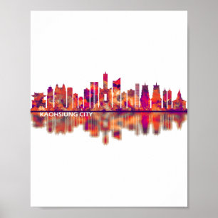 Kaohsiung City Taiwan Skyline Poster
