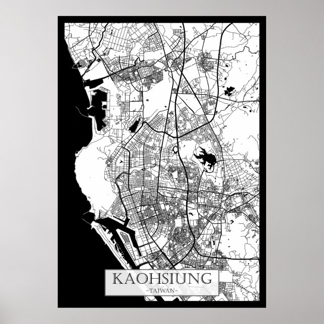 Kaohsiung Stadt Taiwan Karte Poster (Vorne)