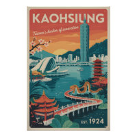 Kaohsiung Taiwan Retro-Reiseplakat-Kunst