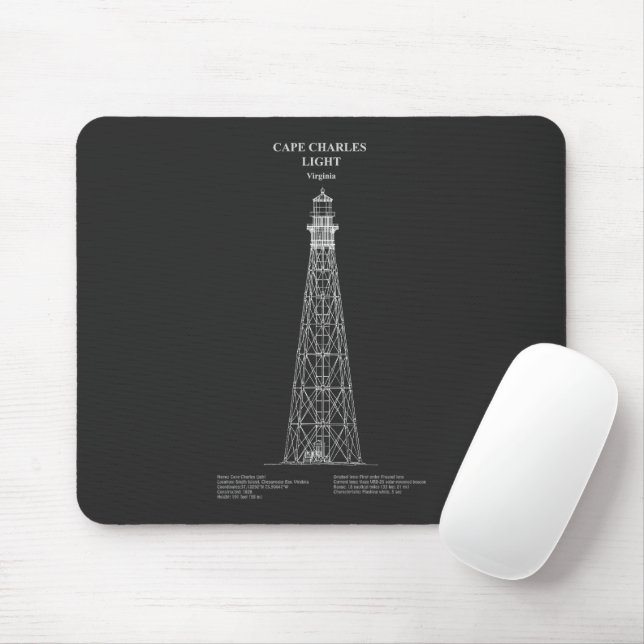 Kap Charles Lighthouse - Virginia - PD Mousepad (Mit Mouse)