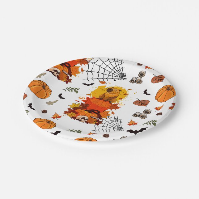 Kap Halloween. Hexenkürbis Pappteller (Schrägansicht)