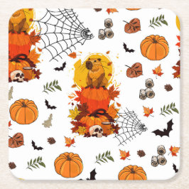 Kap Halloween. Hexenkürbis Rechteckiger Pappuntersetzer