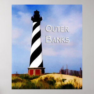 Kap Hatteras Leuchtturm-Plakat-Text-äußere Banken Poster
