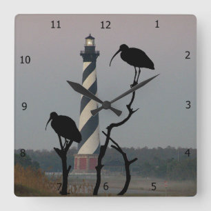 KAP HATTERAS LEUCHTTURM QUADRATISCHE WANDUHR