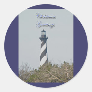 Kap Hatteras Leuchtturm-Weihnachtsaufkleber Runder Aufkleber