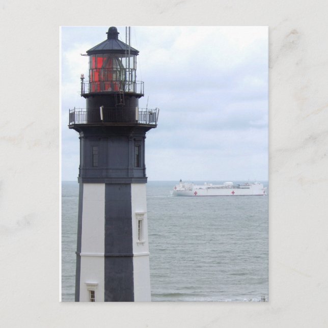 Kap Henry Lighthouse mit Schiff Postkarte (Vorderseite)