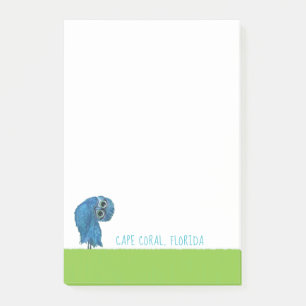 Kap korallenrotes Florida, das Eulen-Kunst gräbt Post-it Klebezettel