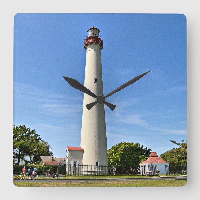 Kap. Mai Leuchtturm, New Jersey Wall Clock Quadratische Wanduhr (Vorderseite)