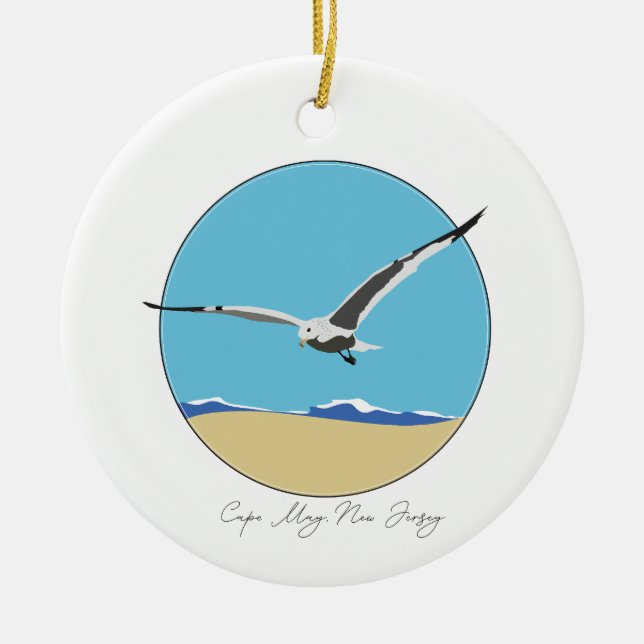 Kap Mai, New Jersey Sea Gull am Strand Keramik Ornament (Vorne)