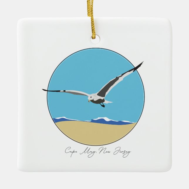 Kap Mai, New Jersey Sea Gull am Strand Keramikornament (Vorderseite)