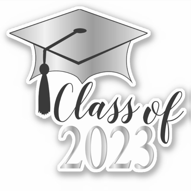 Kap - Tassel Black Silver Class of 2023 Aufkleber (Vorderseite)