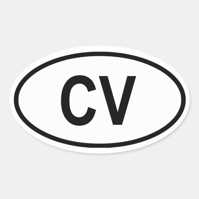 Kap Verde "CV" Ovaler Aufkleber (Vorderseite)