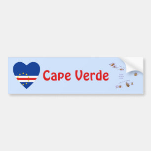 Kap Verde Flag Herz + Karte Autoaufkleber