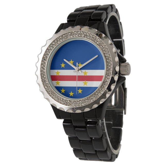 Kap-Verde-Flagge Armbanduhr (Schrägansicht)