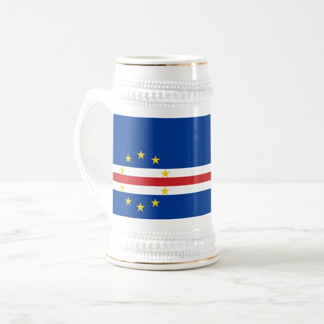 Kap-Verde-Flagge Bierglas (Vorderseite Links)