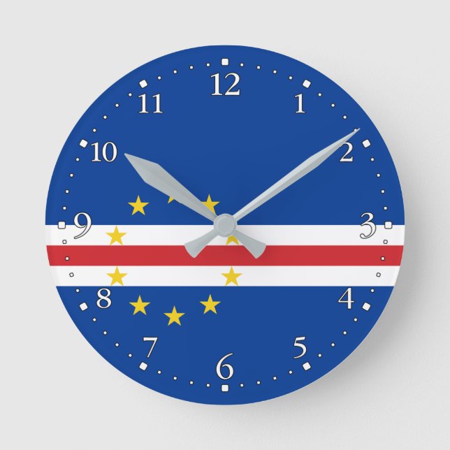 Kap-Verde-Flagge Runde Wanduhr (Vorderseite)