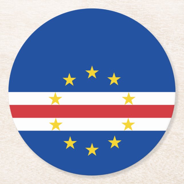 Kap-Verde-Flagge Runder Pappuntersetzer (Vorderseite)