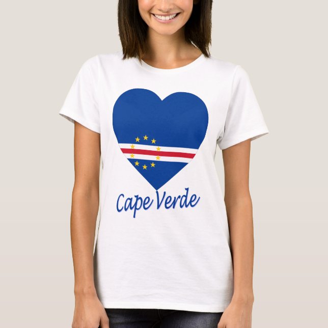 Kap-Verde Flaggen-Herz T-Shirt (Vorderseite)