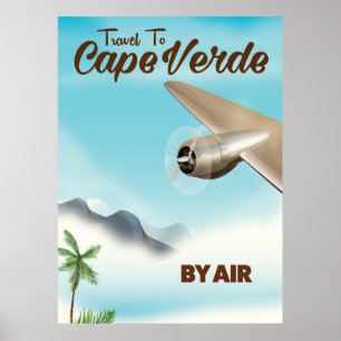 Kap-Verde Flugzeugverkehrplakat Poster