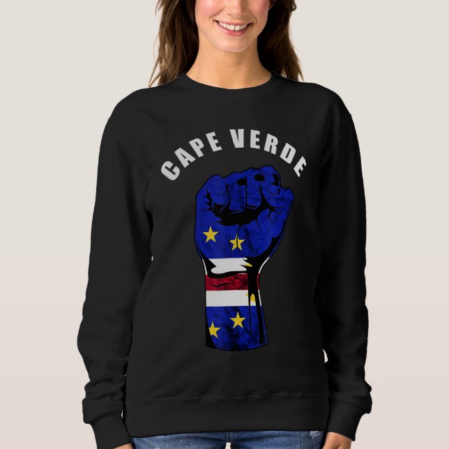 Kap Verde Handfist Kap Verdean Pride Cabo Roots Sweatshirt (Vorderseite)