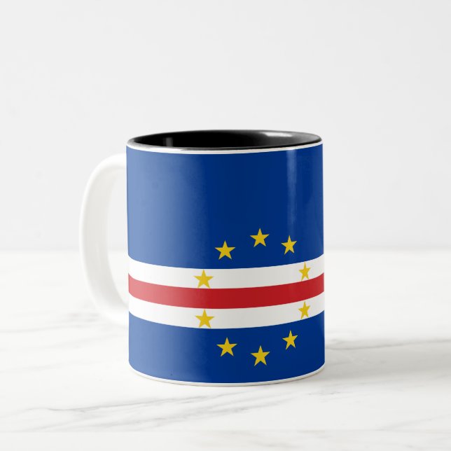 Kap-Verdische Flagge (Kap Verde) Zweifarbige Tasse (Vorderseite Links)