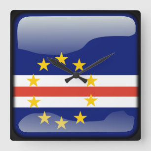 kap-verdische Flagge Quadratische Wanduhr