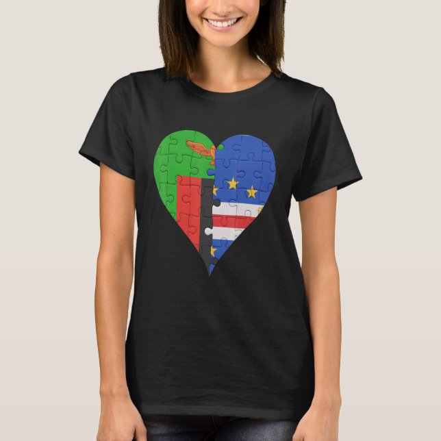 Kap-Verdische Flaggenherz Sambias T-Shirt (Vorderseite)