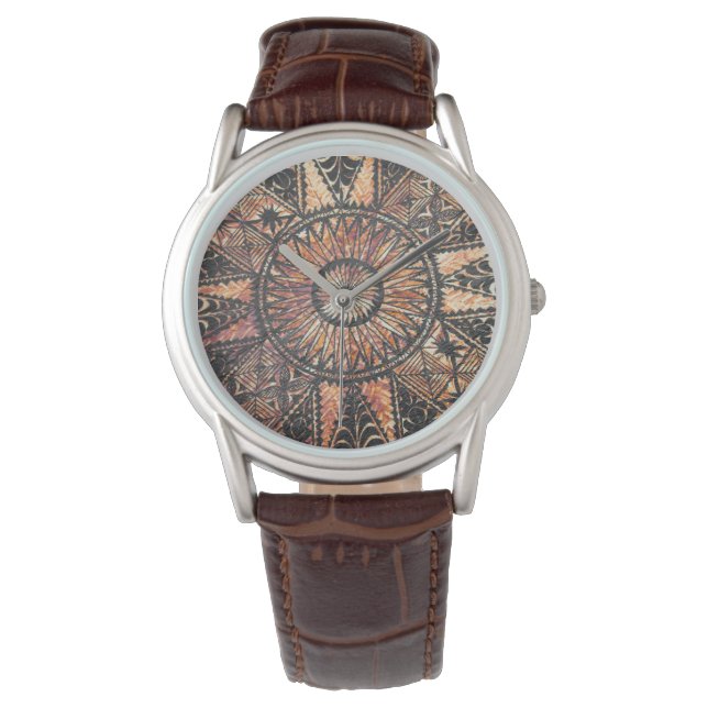 Kapa Primitive Hawaiian Tattoo Tapa Armbanduhr (Vorderseite)