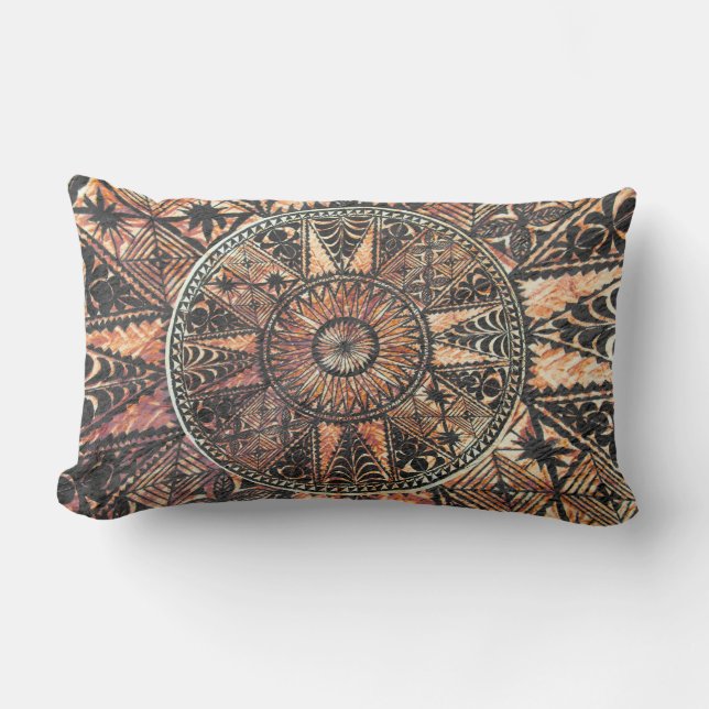 Kapa Primitive Hawaiian Tattoo Tapa Lendenkissen (Vorderseite)