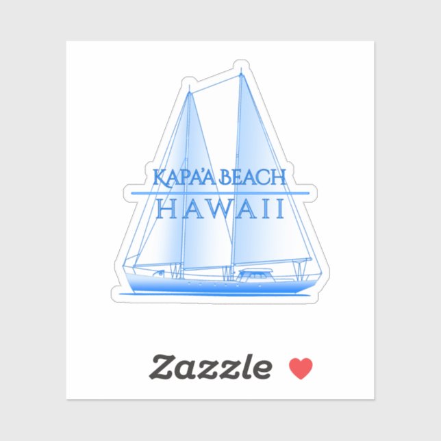 Kapa'a Beach Coastal Nautical Segelschiff Aufkleber (Blatt)