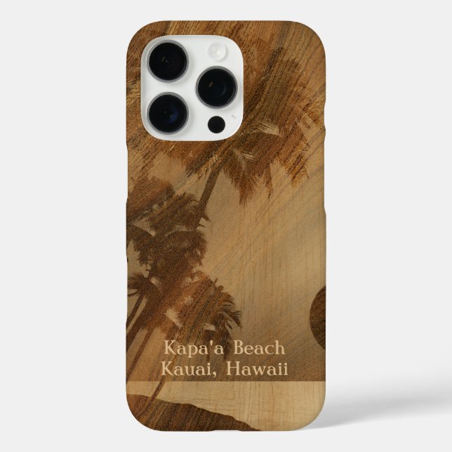Kapaa Sunset Hawaiian Imitats Koa Wood iPhone 16 Pro Hülle (Rückseite)