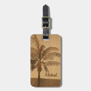 Kapaa Sunset Hawaiian Imitats Koa Wood Luggage Tag Gepäckanhänger