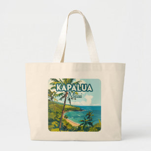 Kapalua Maui Hawaii Bay Beach Vacation Retro Jumbo Stoffbeutel